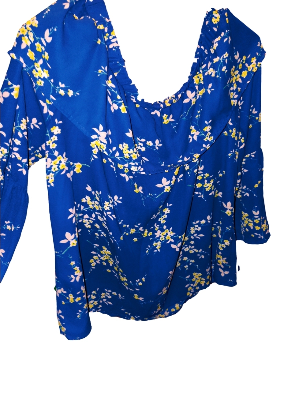 Sienna Sky Royal Blue Floral Scoop Neck Blouse